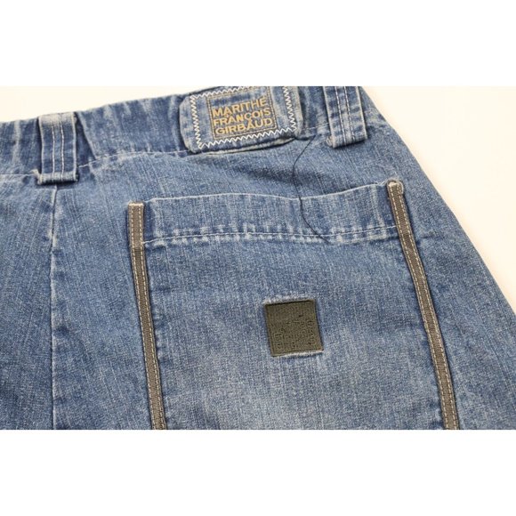 Vintage 90s Marithe Francois Girbaud Mens 40 Spell Out Baggy Strap Denim Shorts - Picture 12 of 13